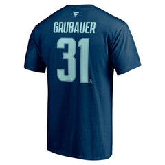 Philipp Grubauer Seattle Kraken Fanatics Authentic Stack Name & Number T-Shirt - Deep Sea Blue | US 4454664