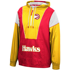 Atlanta Hawks Hardwood Classics Highlight Reel Windbreaker Half-Zip Hoodie Jacket Red/Yellow - Mitchell & Ness