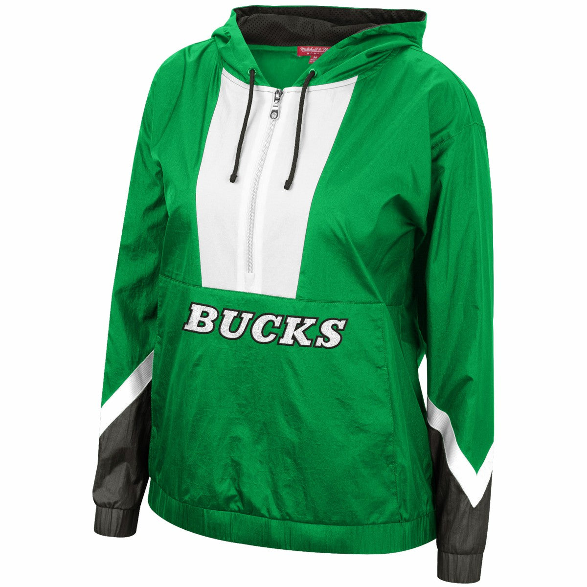 Milwaukee Bucks Women's Half-Zip Windbreaker 2.0 Hoodie Green - Mitchell & Ness