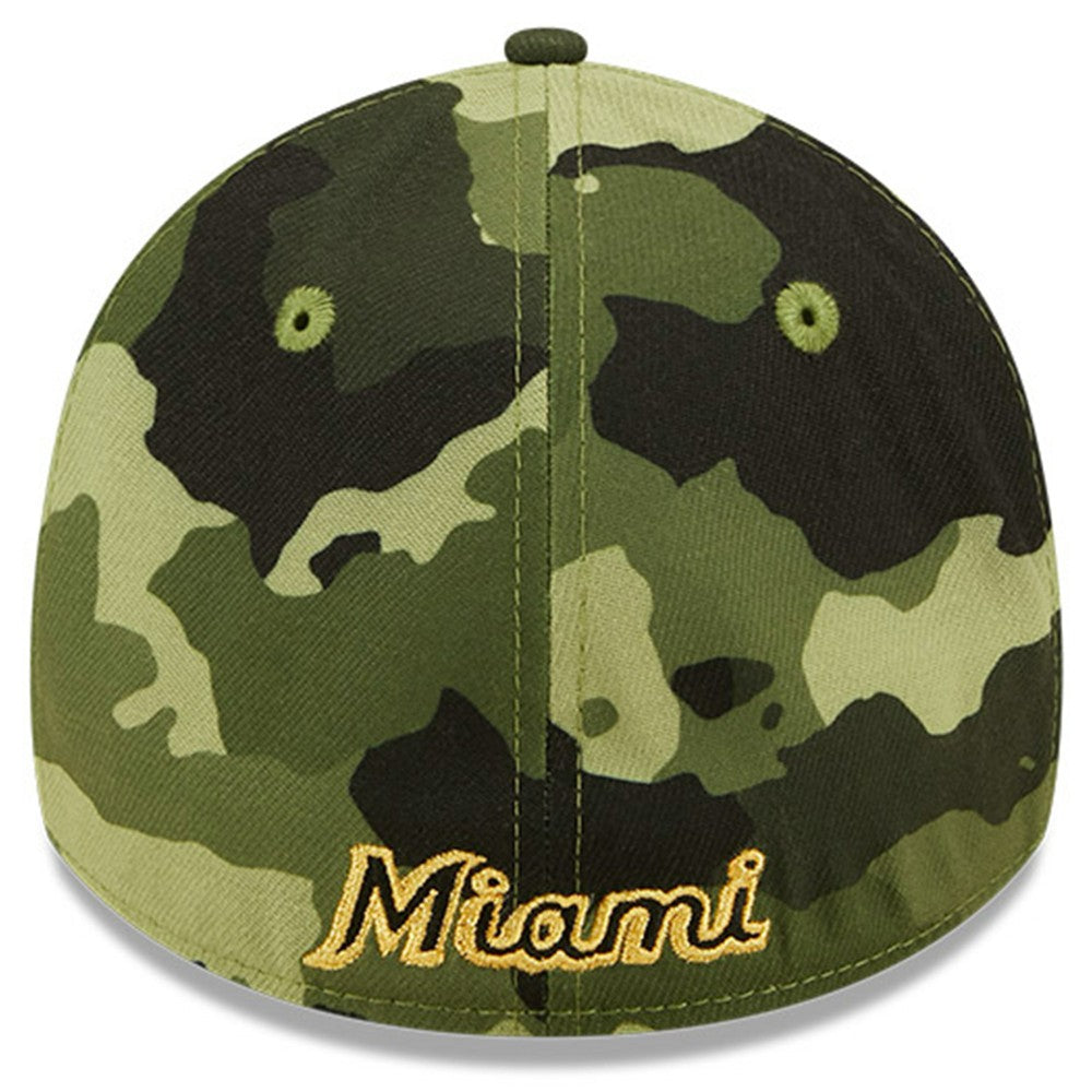 Miami Marlins New Era 2022 Armed Forces Day 39THIRTY Flex Hat - Camo Hats