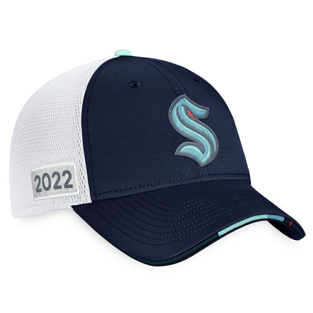 Seattle Kraken Fanatics 2022 NHL Draft Authentic Pro On Stage Trucker Adjustable Hat - Navy/White | US 4464798