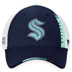 Seattle Kraken Fanatics 2022 NHL Draft Authentic Pro On Stage Trucker Adjustable Hat - Navy/White | US 4464798