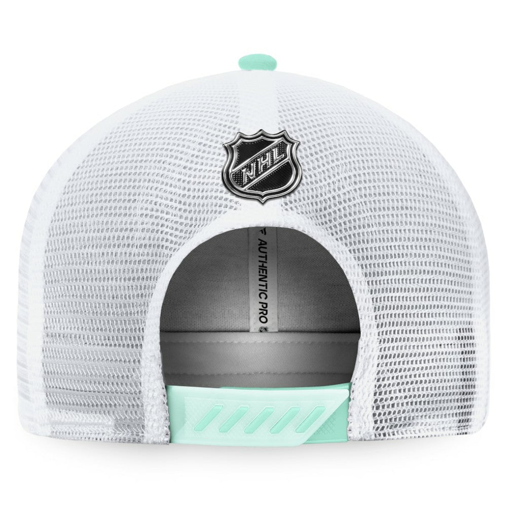 Seattle Kraken Fanatics 2022 NHL Draft Authentic Pro On Stage Trucker Adjustable Hat - Navy/White | US 4464798