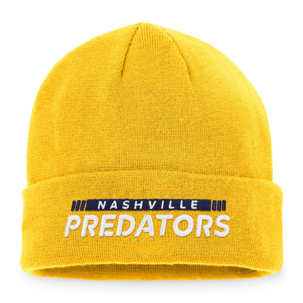 Nashville Predators Fanatics Authentic Pro Rink Cuffed Knit Hat - Gold | US 4464837