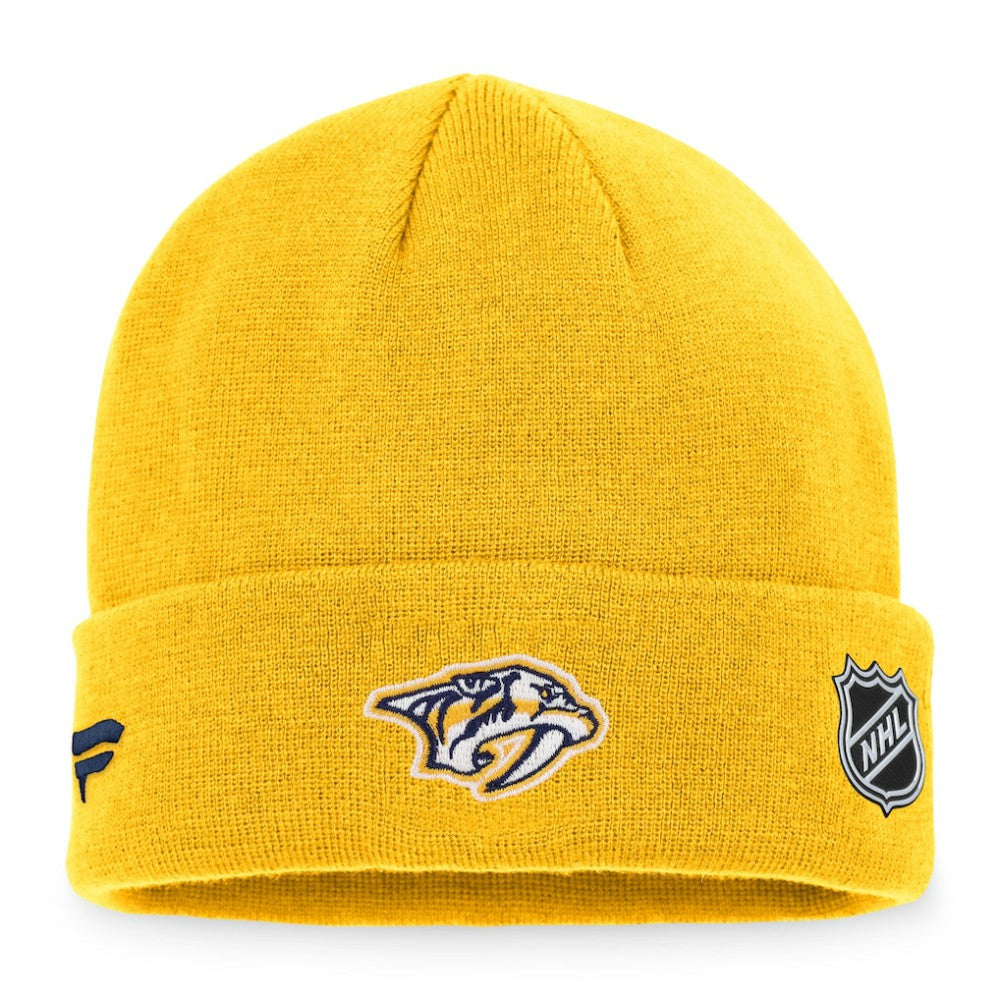 Nashville Predators Fanatics Authentic Pro Rink Cuffed Knit Hat - Gold | US 4464837