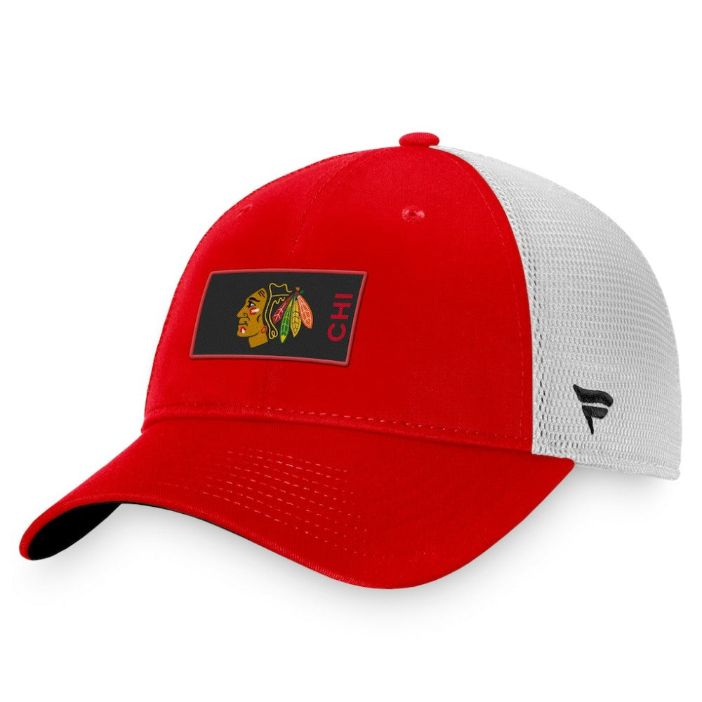 Chicago Blackhawks Fanatics Authentic Pro Rink Trucker Snapback Hat - Red | US 4464924