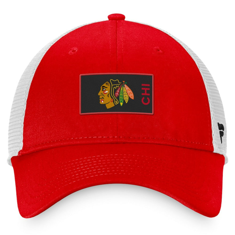 Chicago Blackhawks Fanatics Authentic Pro Rink Trucker Snapback Hat - Red | US 4464924