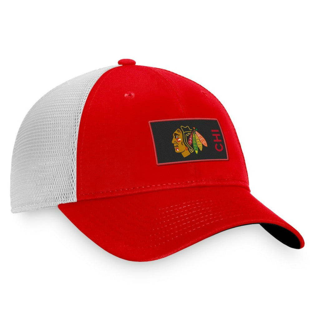 Chicago Blackhawks Fanatics Authentic Pro Rink Trucker Snapback Hat - Red | US 4464924