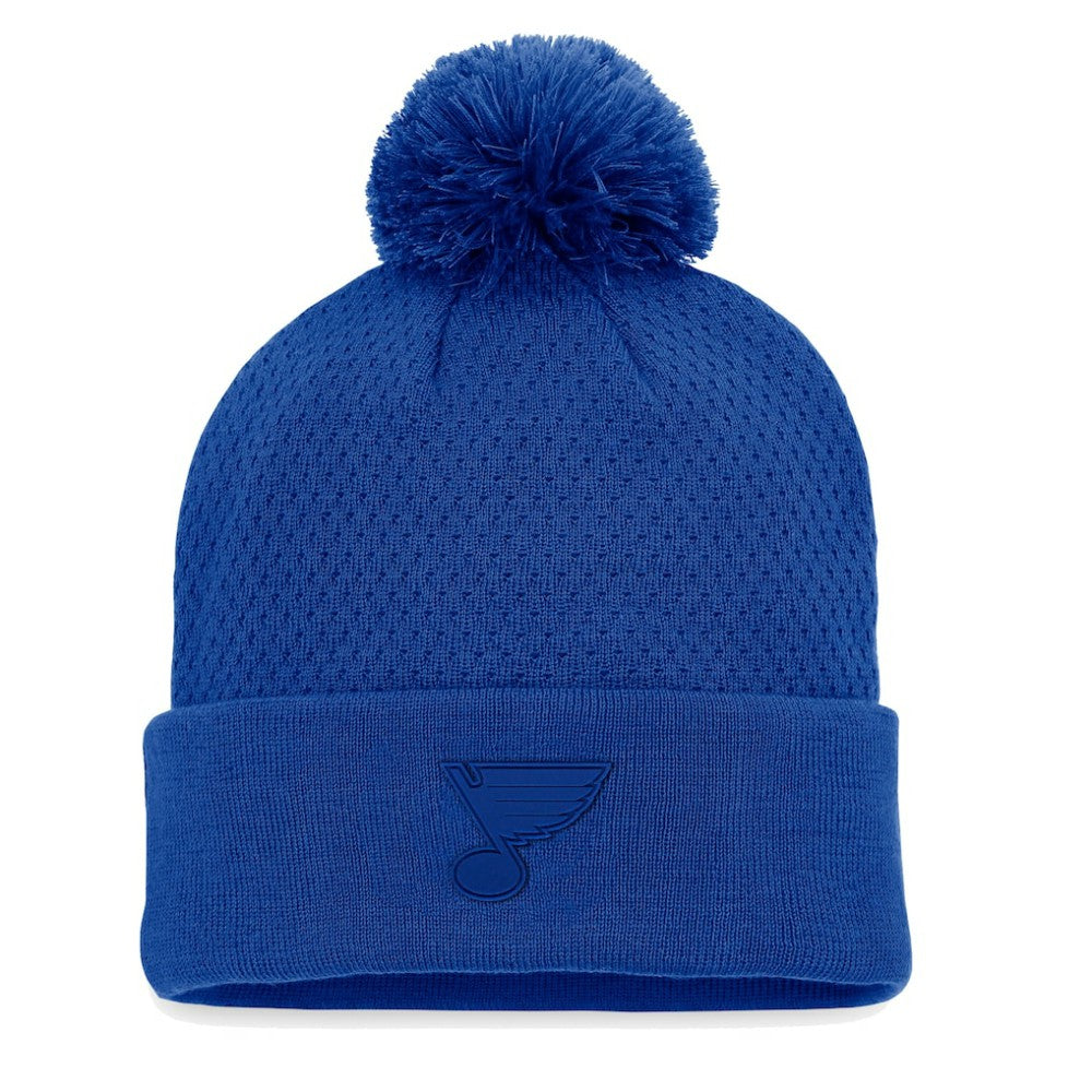 St. Louis Blues Fanatics Women's Authentic Pro Road Cuffed Knit Hat with Pom - Blue | US 4465290