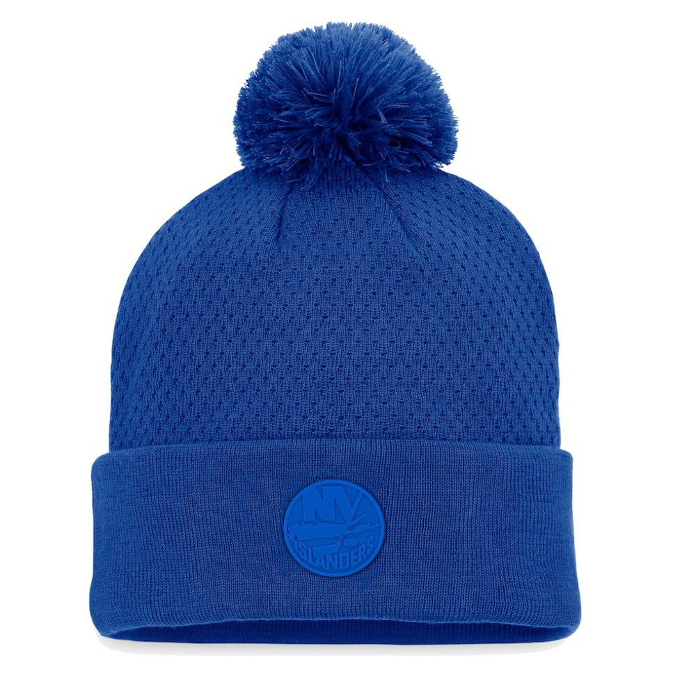 New York Islanders Fanatics Women's Authentic Pro Road Cuffed Knit Hat with Pom - Royal | US 4465291