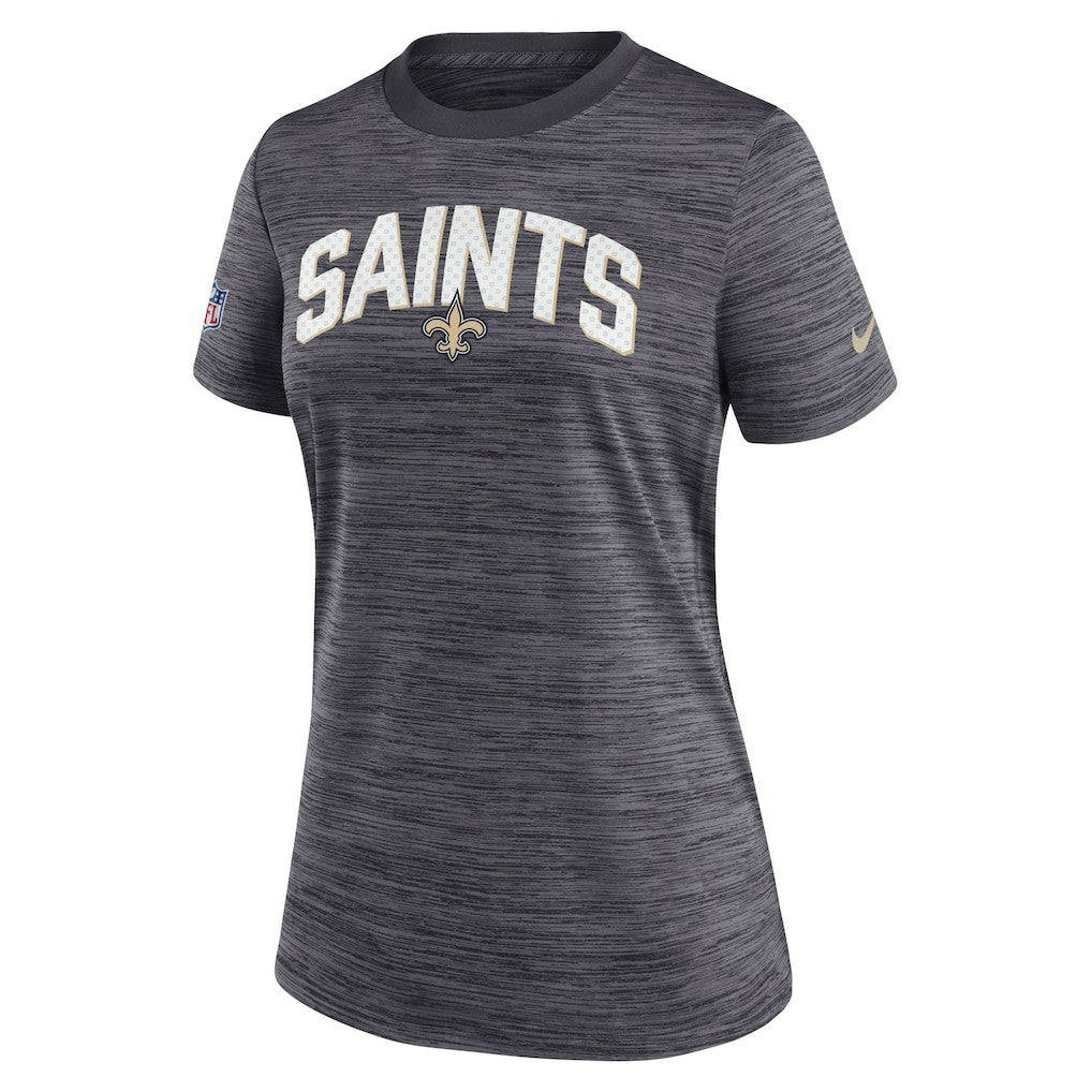 New Orleans Saints Women's Sideline Velocity Lockup Performance T-Shirt - Black T-shirts