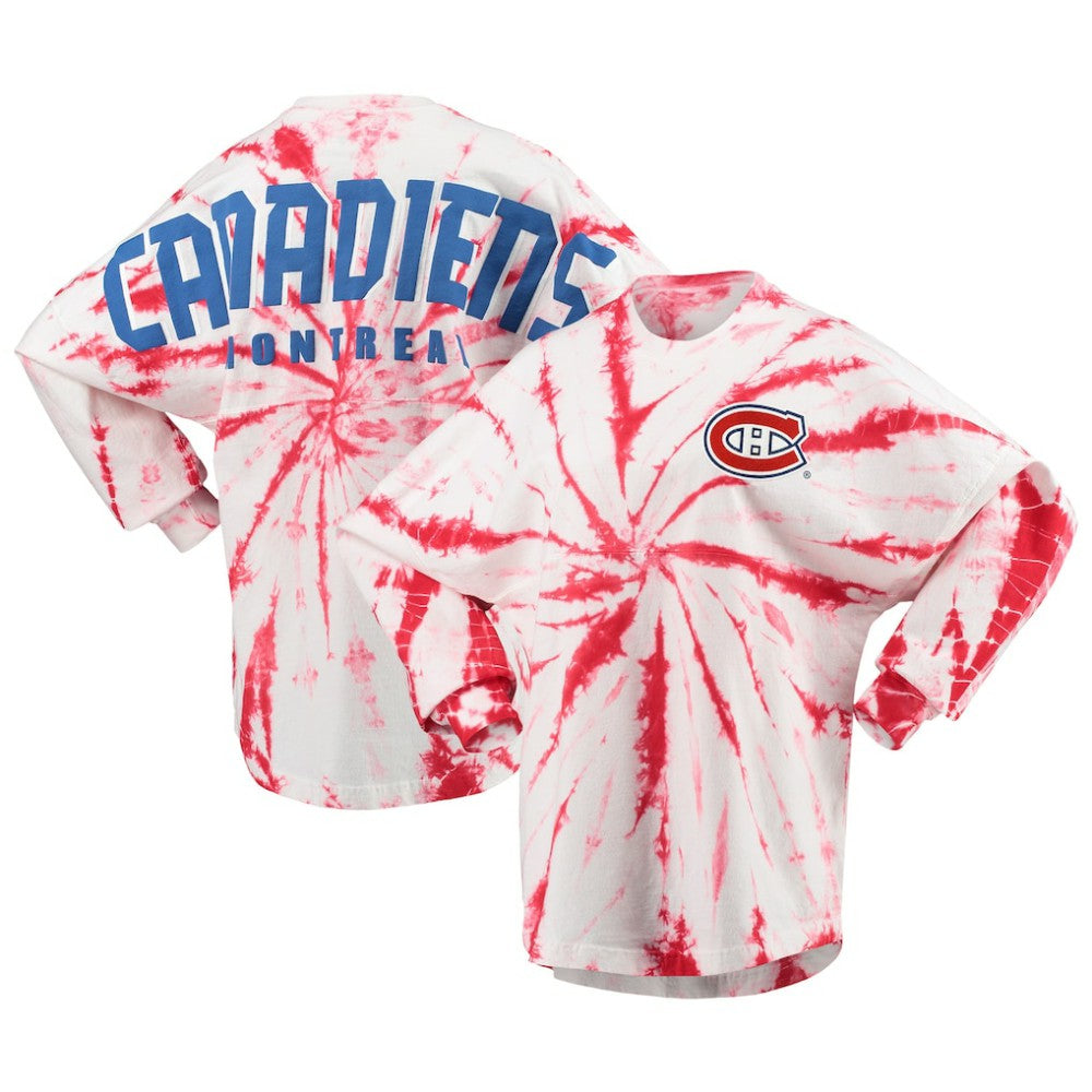 Montreal Canadiens Women's Spiral Tie-Dye Long Sleeve T-Shirt - Red | US 4472551