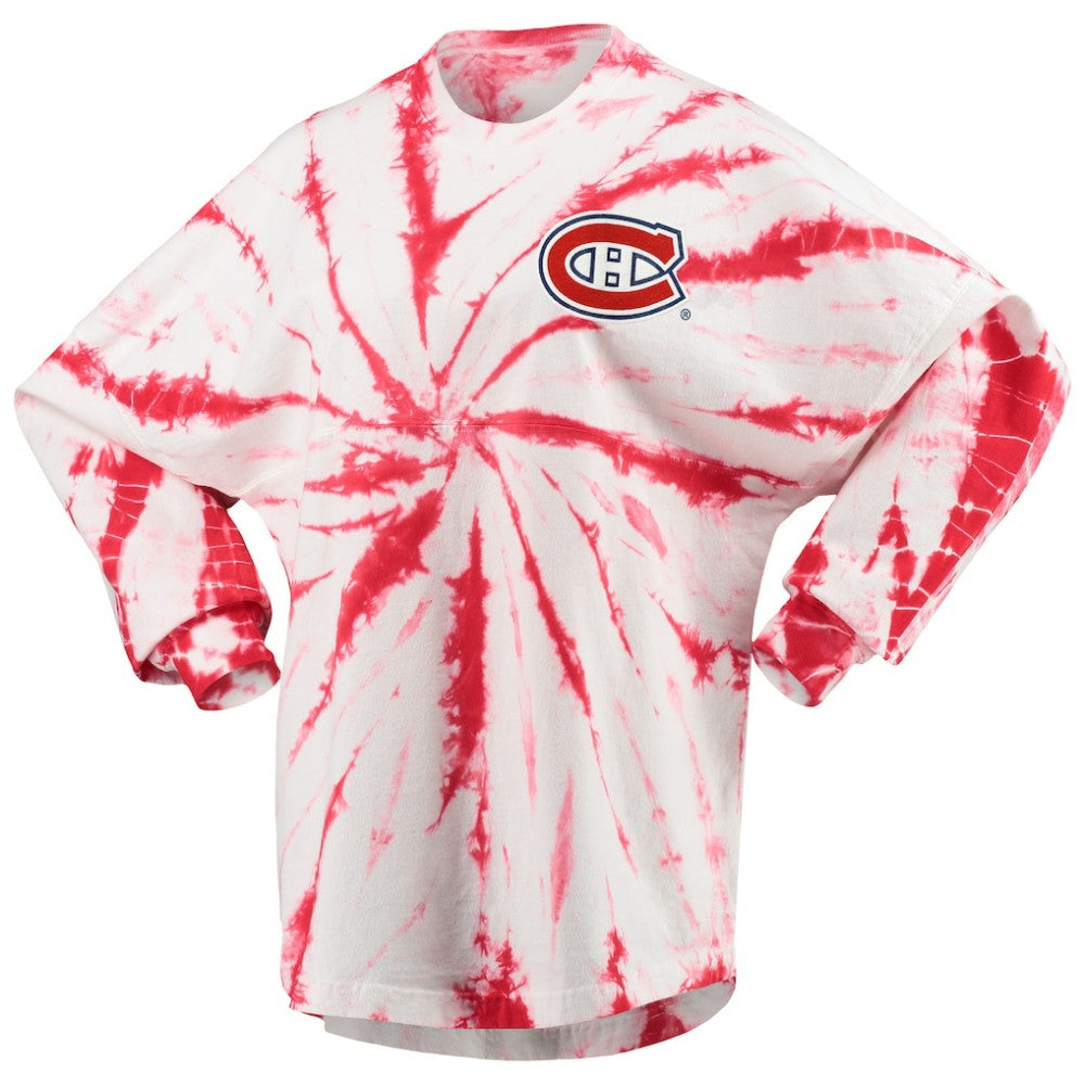 Montreal Canadiens Women's Spiral Tie-Dye Long Sleeve T-Shirt - Red | US 4472551