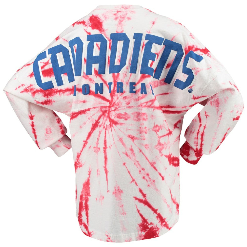 Montreal Canadiens Women's Spiral Tie-Dye Long Sleeve T-Shirt - Red | US 4472551