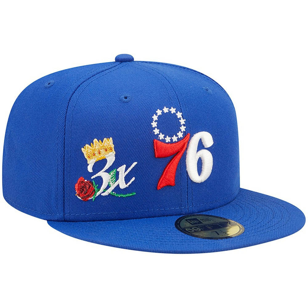 Philadelphia 76ers 3x NBA Finals Champions Crown 59FIFTY Fitted Hat Royal - New Era