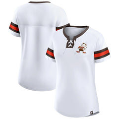 Cleveland Browns Women's Brownie The Elf Gridiron Classics Sunday Best Lace-Up T-Shirt - White T-shirts