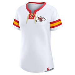 Kansas City Chiefs Women's Sunday Best Lace-Up T-Shirt - White T-shirts