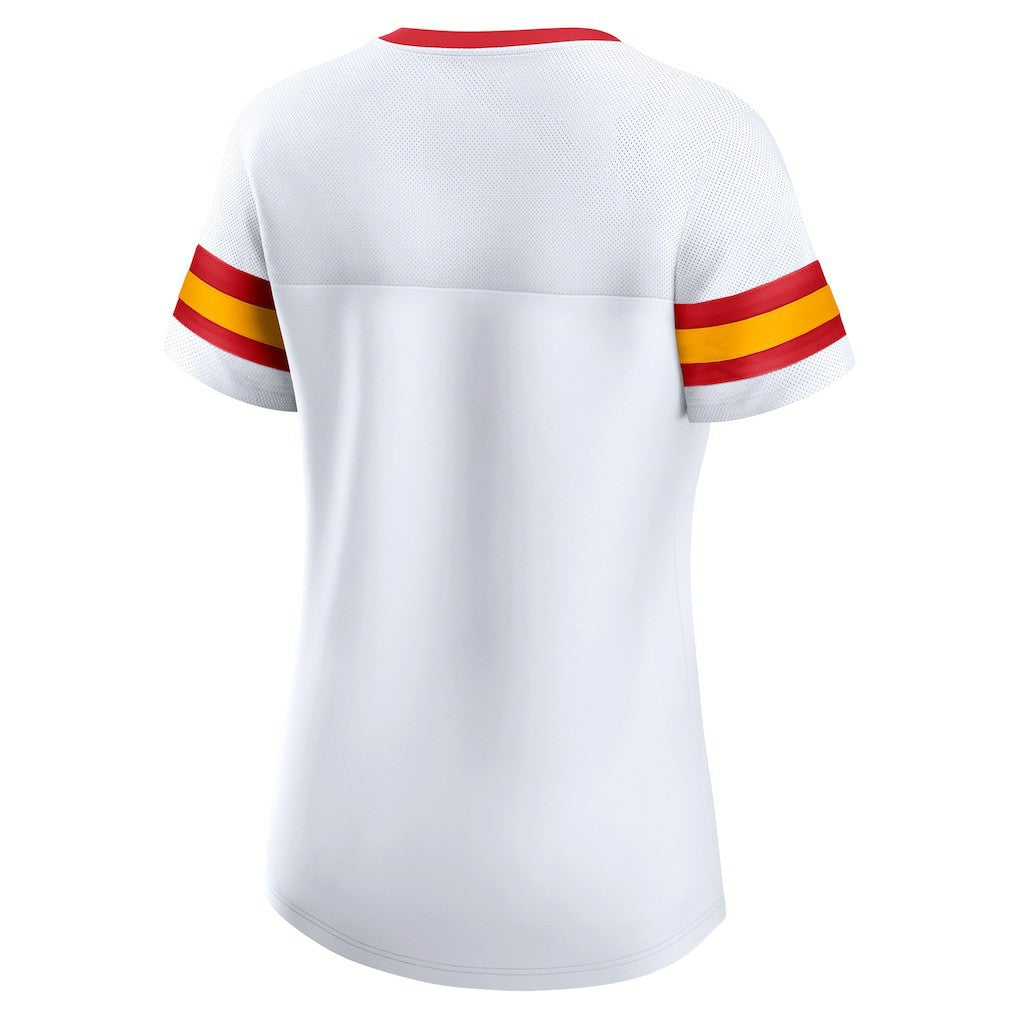 Kansas City Chiefs Women's Sunday Best Lace-Up T-Shirt - White T-shirts