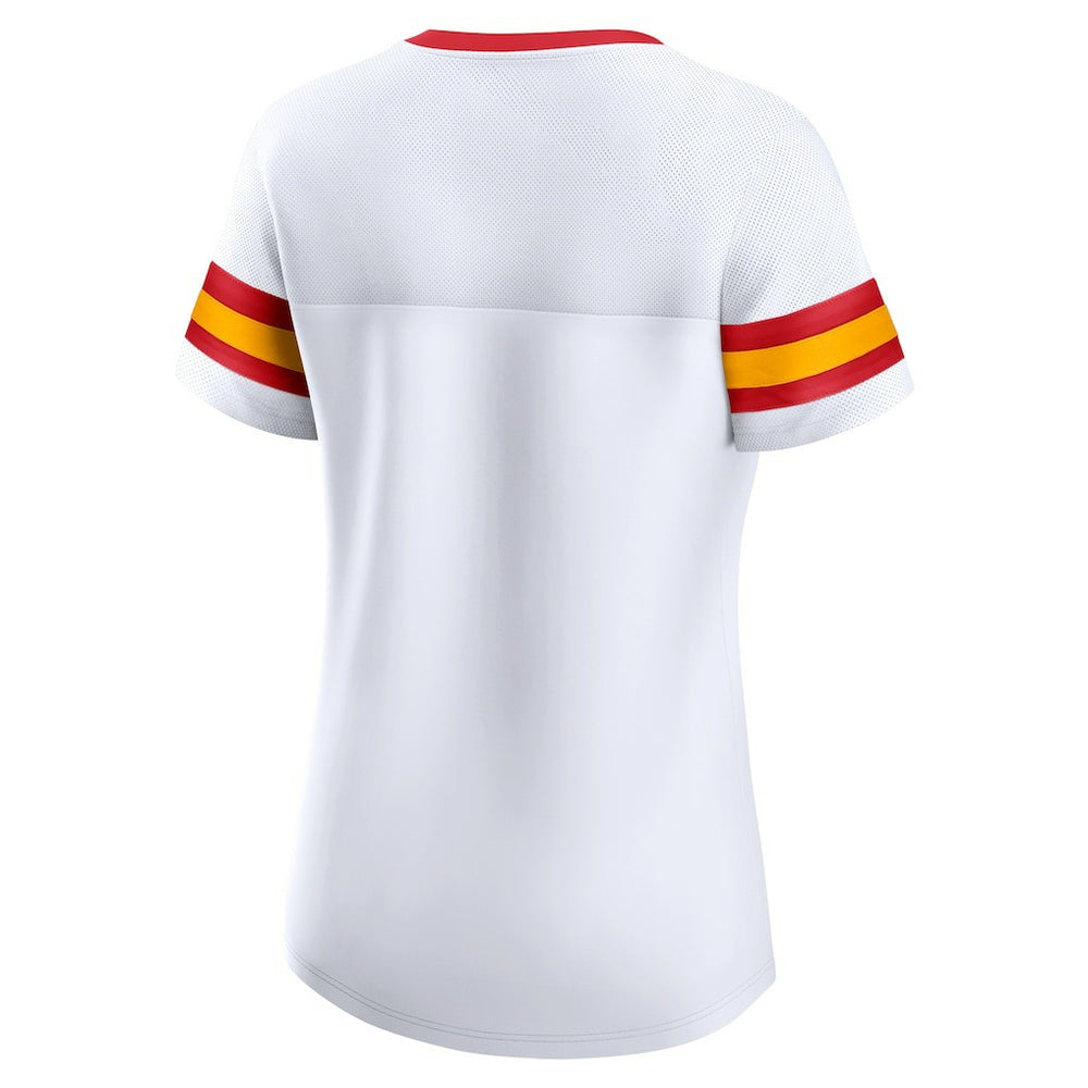 Kansas City Chiefs Women's Sunday Best Lace-Up T-Shirt - White T-shirts
