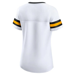 Pittsburgh Steelers Women's Sunday Best Lace-Up T-Shirt - White T-shirts