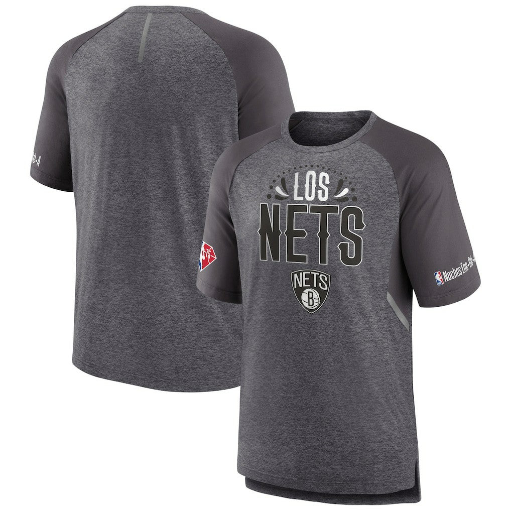 Brooklyn Nets 2022 Noches Ene-Be-A Core Shooting Raglan T-Shirt Heathered Gray - Fanatics