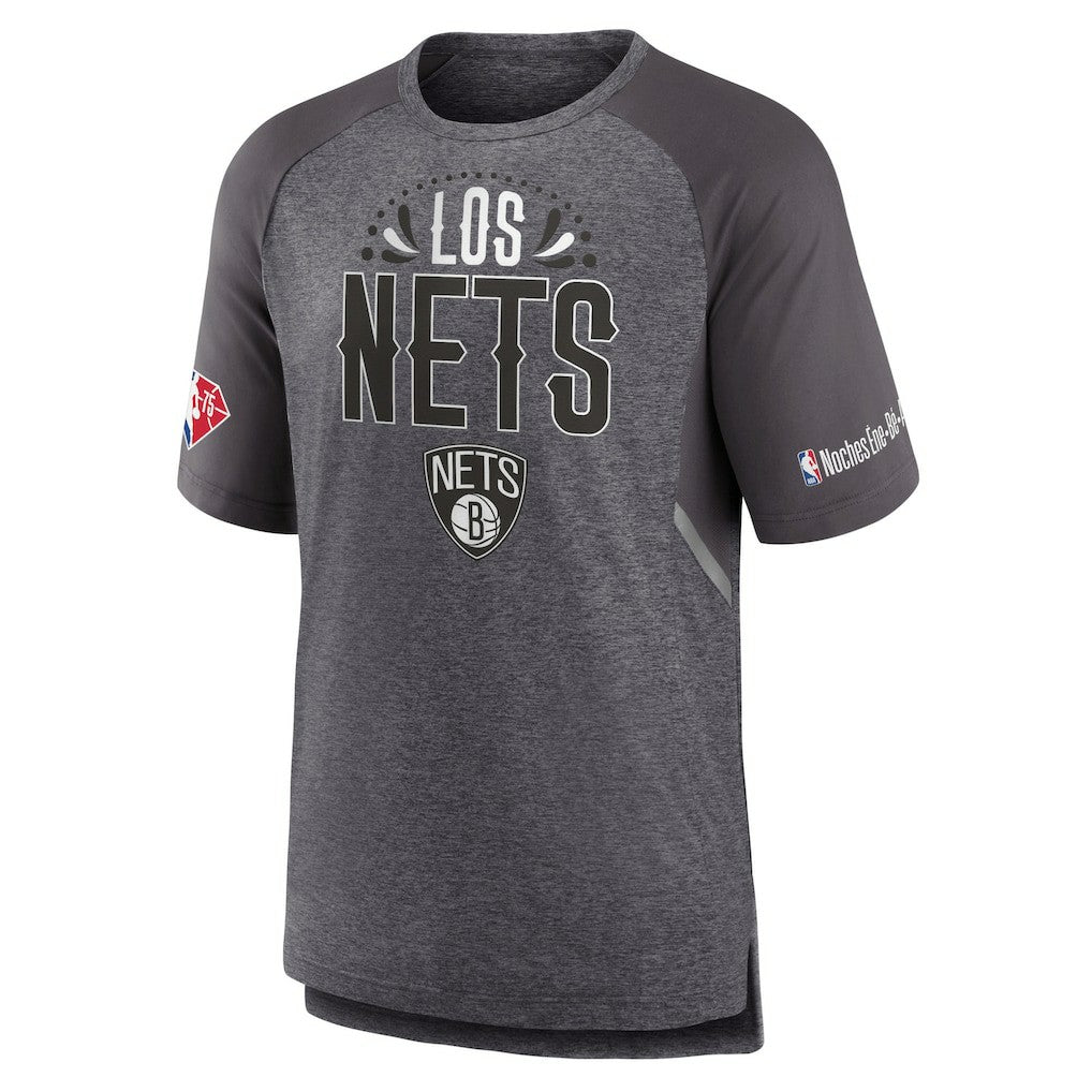 Brooklyn Nets 2022 Noches Ene-Be-A Core Shooting Raglan T-Shirt Heathered Gray - Fanatics