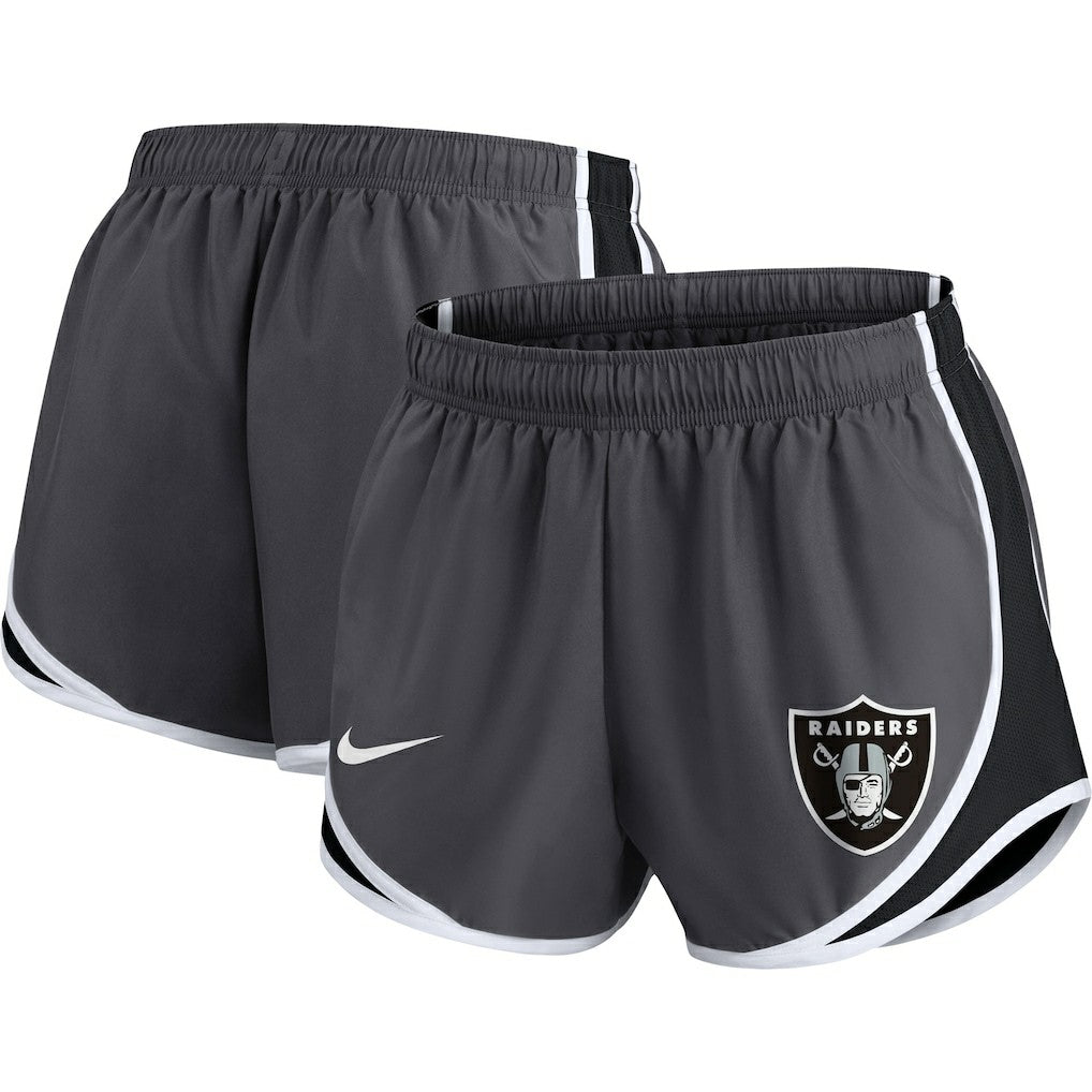 Las Vegas Raiders Women's Plus Size Logo Performance Tempo Shorts - Charcoal Shorts