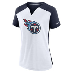 Tennessee Titans Women's Impact Exceed Performance Notch Neck T-Shirt - White/Navy T-shirts
