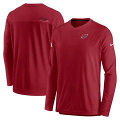 Arizona Cardinals Sideline Coach Chevron Lock Up Long Sleeve V-Neck Performance T-Shirt - Cardinal T-shirts