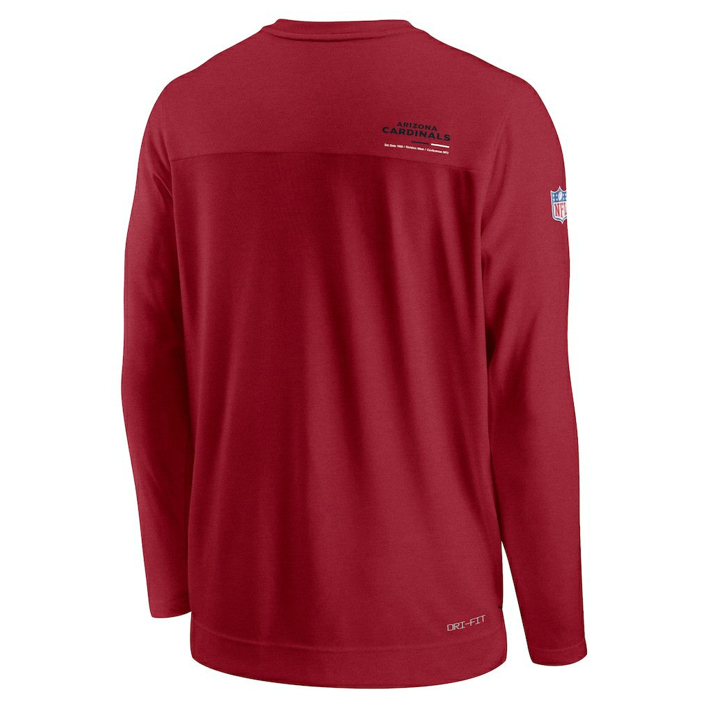 Arizona Cardinals Sideline Coach Chevron Lock Up Long Sleeve V-Neck Performance T-Shirt - Cardinal T-shirts