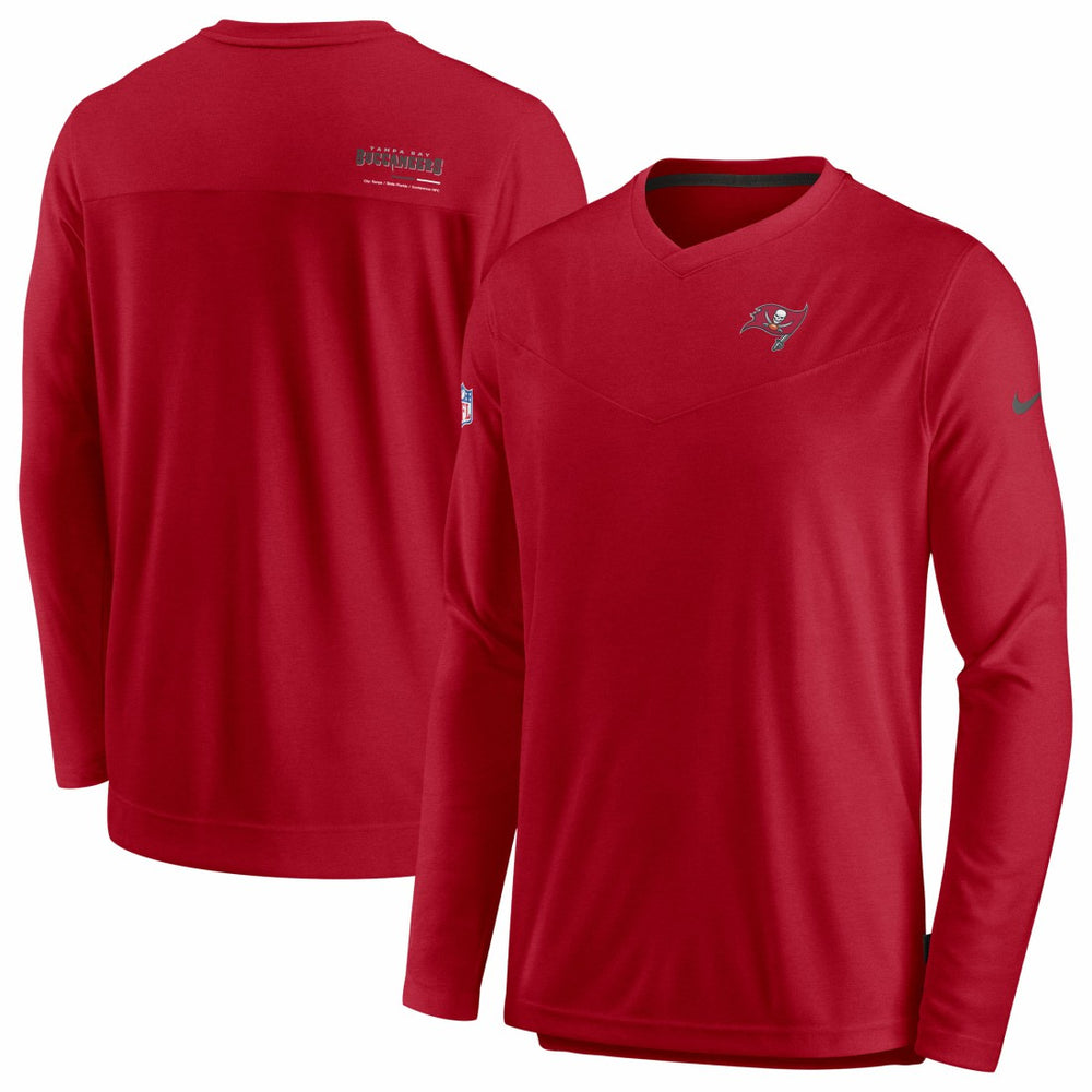 Tampa Bay Buccaneers Sideline Coach Chevron Lock Up Long Sleeve V-Neck Performance T-Shirt - Red T-shirts
