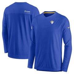 Los Angeles Rams Sideline Coach Chevron Lock Up Long Sleeve V-Neck Performance T-Shirt - Royal T-shirts