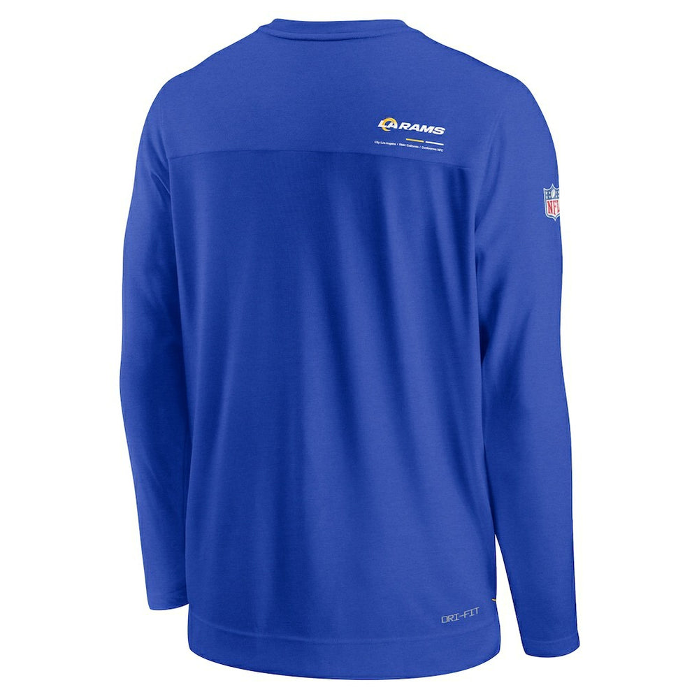 Los Angeles Rams Sideline Coach Chevron Lock Up Long Sleeve V-Neck Performance T-Shirt - Royal T-shirts