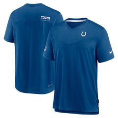 Indianapolis Colts Sideline Coach Chevron Lock Up Logo V-Neck Performance T-Shirt - Royal T-shirts