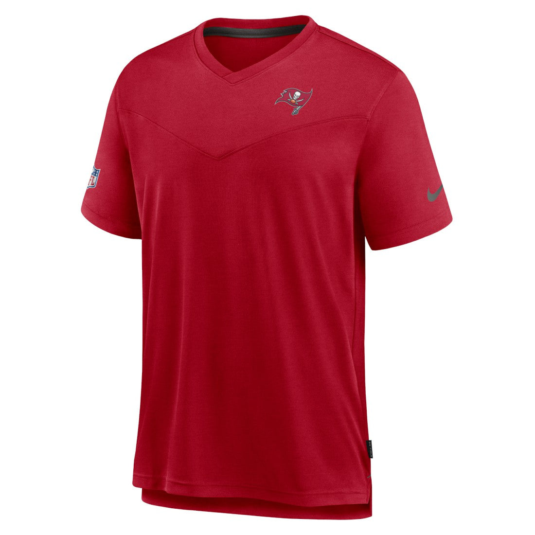 Tampa Bay Buccaneers Sideline Coach Chevron Lock Up Logo V-Neck Performance T-Shirt - Red T-shirts