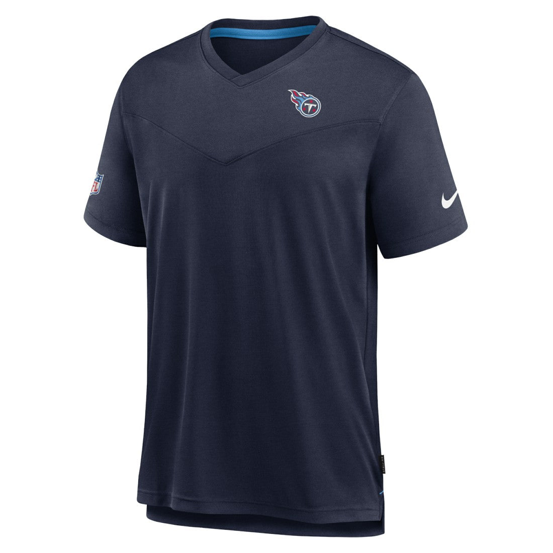 Tennessee Titans Sideline Coach Chevron Lock Up Logo V-Neck Performance T-Shirt - Navy T-shirts