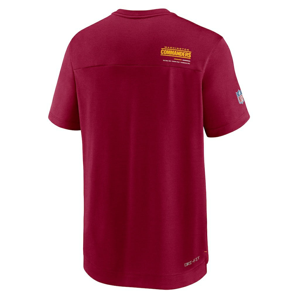 Washington Commanders Sideline Coach Chevron Lock Up Logo V-Neck Performance T-Shirt - Burgundy T-shirts