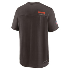 Cleveland Browns Sideline Coach Chevron Lock Up Logo V-Neck Performance T-Shirt - Brown T-shirts