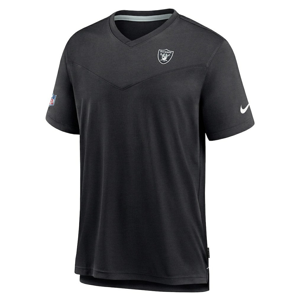 Las Vegas Raiders Sideline Coach Chevron Lock Up Logo V-Neck Performance T-Shirt - Black T-shirts