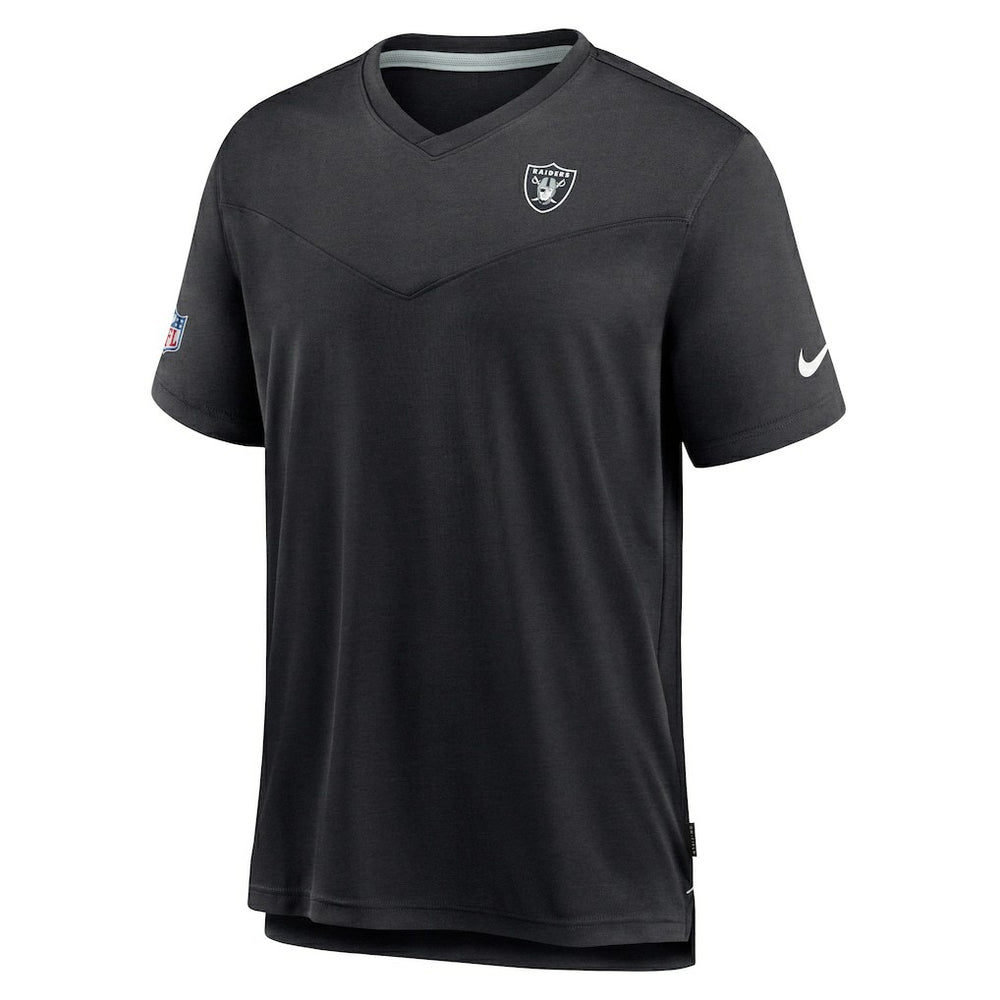 Las Vegas Raiders Sideline Coach Chevron Lock Up Logo V-Neck Performance T-Shirt - Black T-shirts