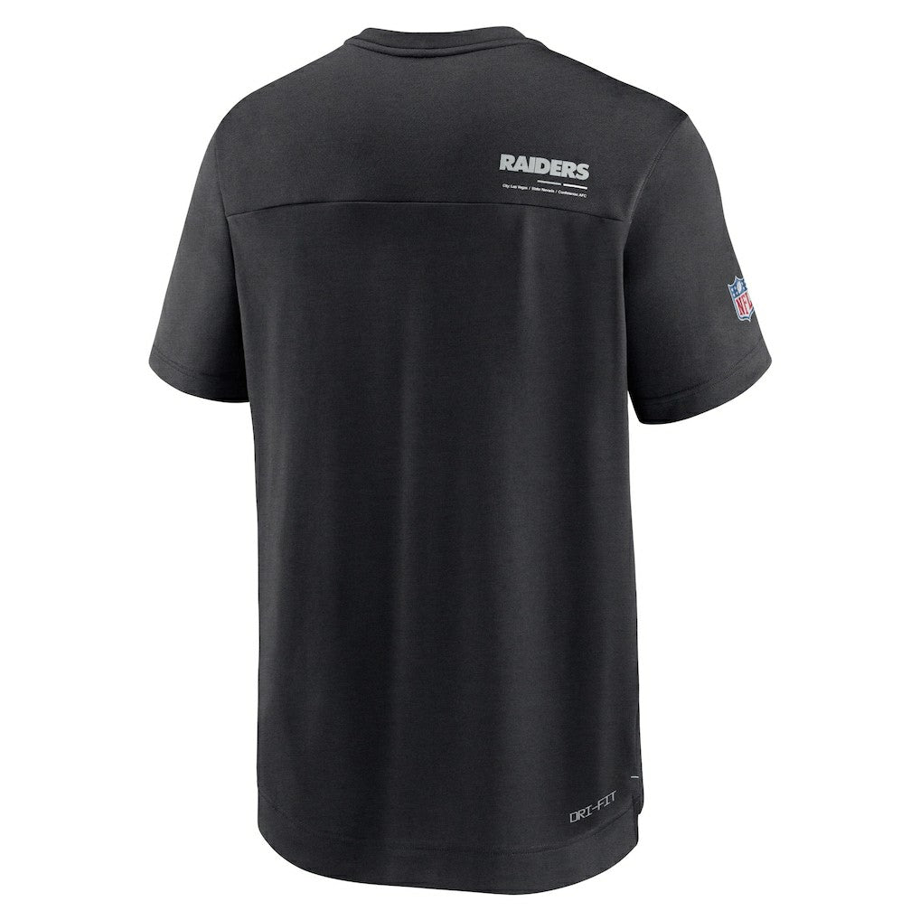 Las Vegas Raiders Sideline Coach Chevron Lock Up Logo V-Neck Performance T-Shirt - Black T-shirts