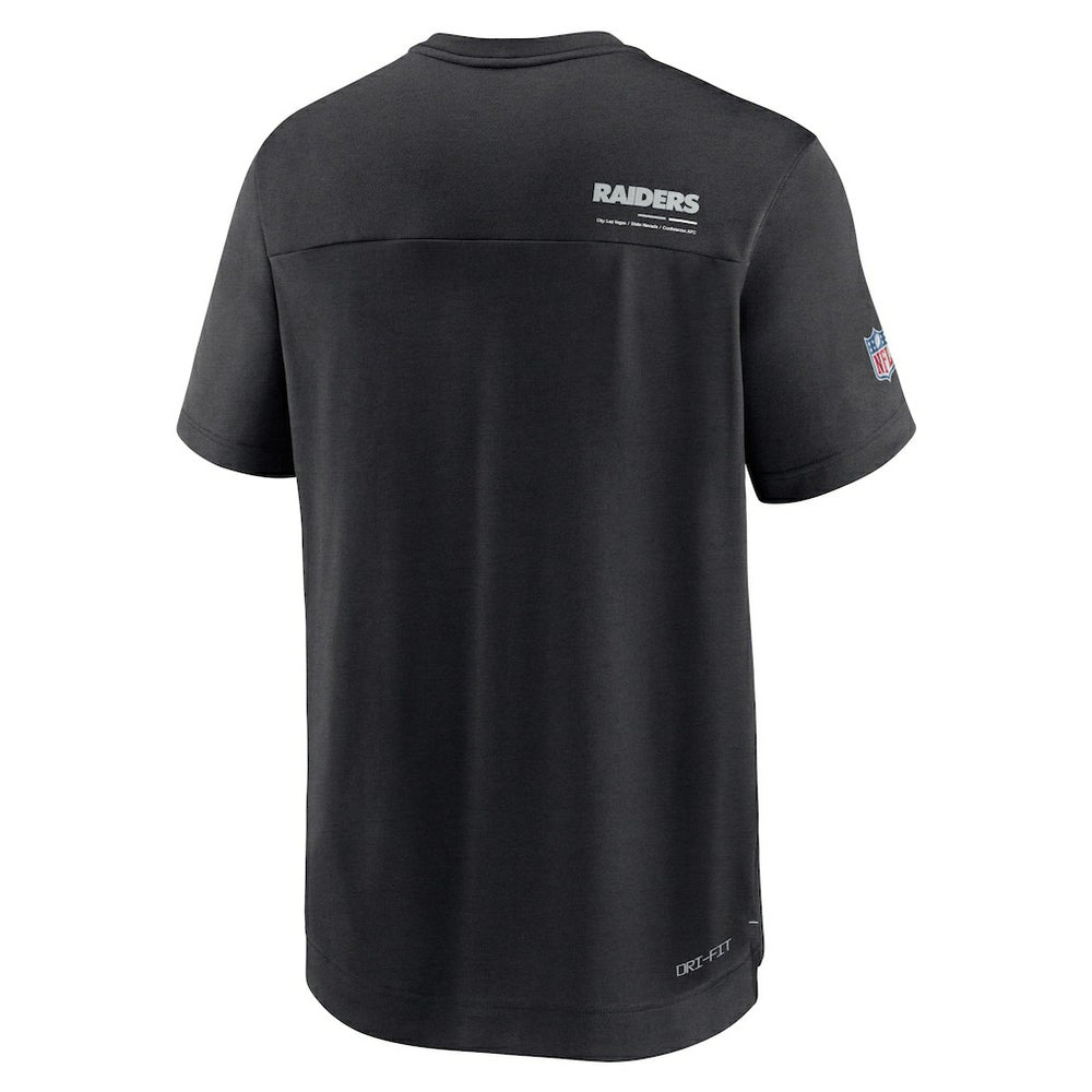 Las Vegas Raiders Sideline Coach Chevron Lock Up Logo V-Neck Performance T-Shirt - Black T-shirts