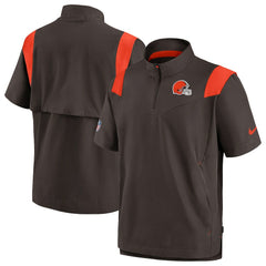 Cleveland Browns Sideline Coaches Chevron Lockup Pullover Top - Brown Pullover