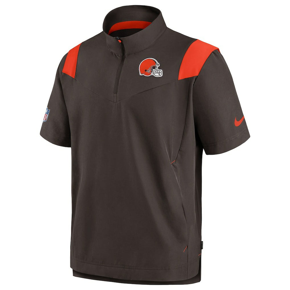 Cleveland Browns Sideline Coaches Chevron Lockup Pullover Top - Brown Pullover