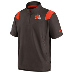 Cleveland Browns Sideline Coaches Chevron Lockup Pullover Top - Brown Pullover