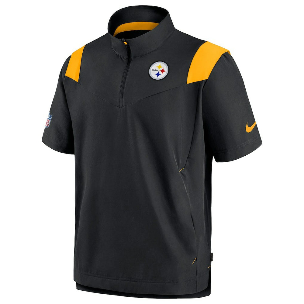 Pittsburgh Steelers Sideline Coaches Chevron Lockup Pullover Top - Black Pullover