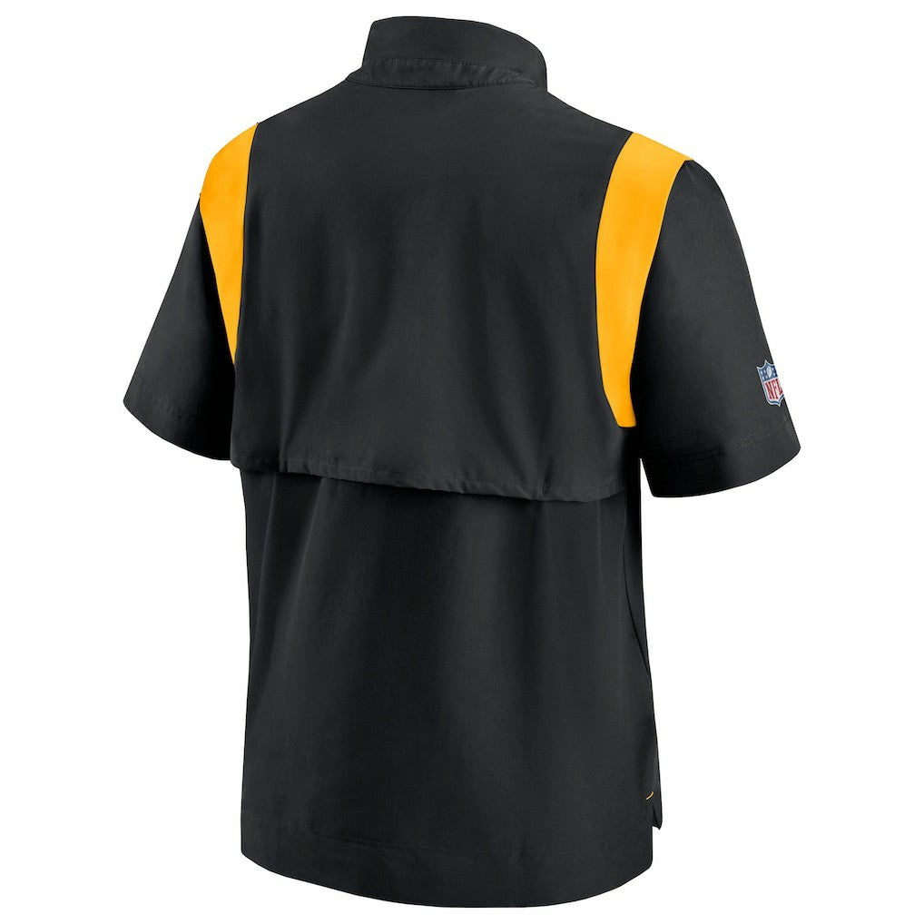 Pittsburgh Steelers Sideline Coaches Chevron Lockup Pullover Top - Black Pullover