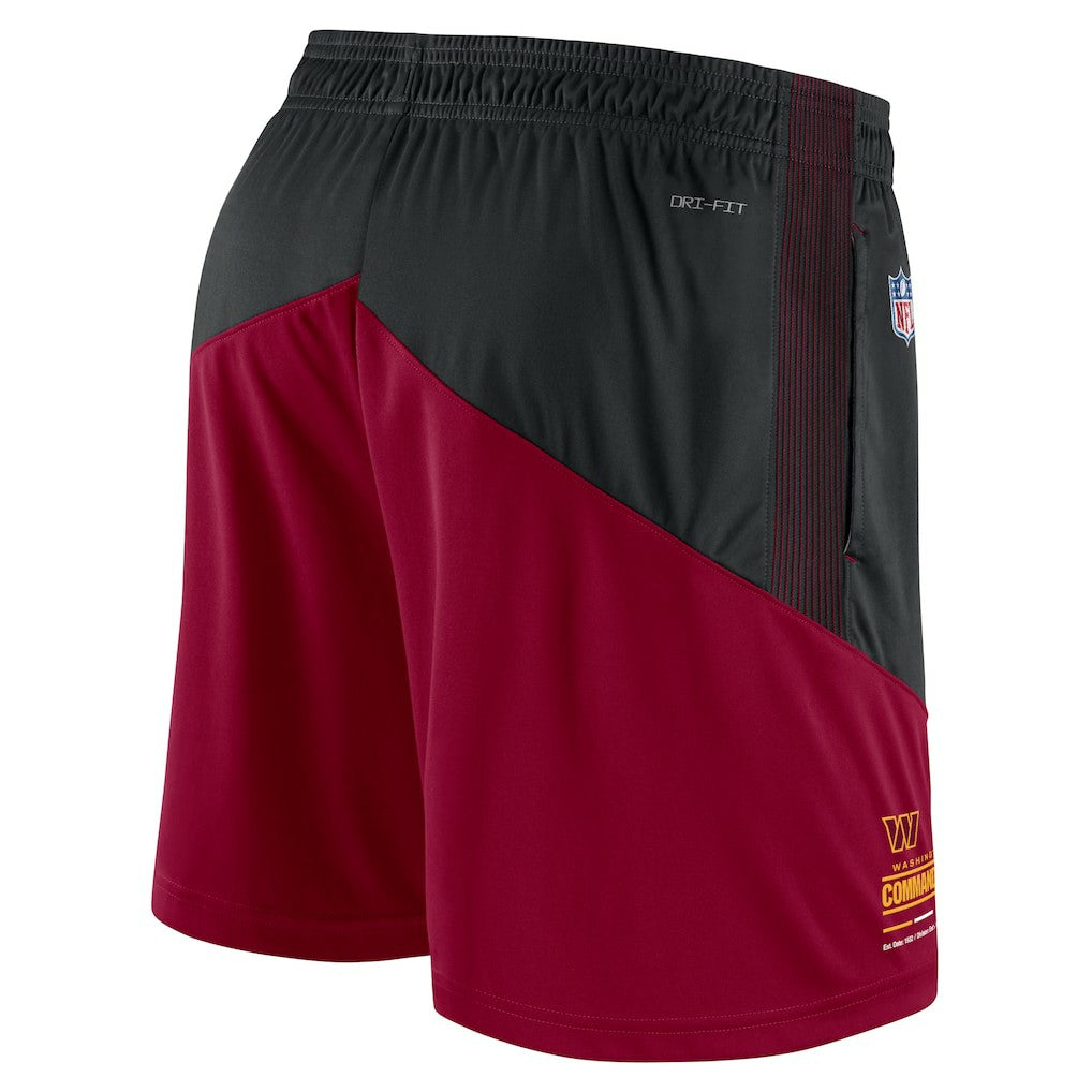 Washington Commanders Sideline Primary Lockup Performance Shorts - Black/Burgundy Shorts