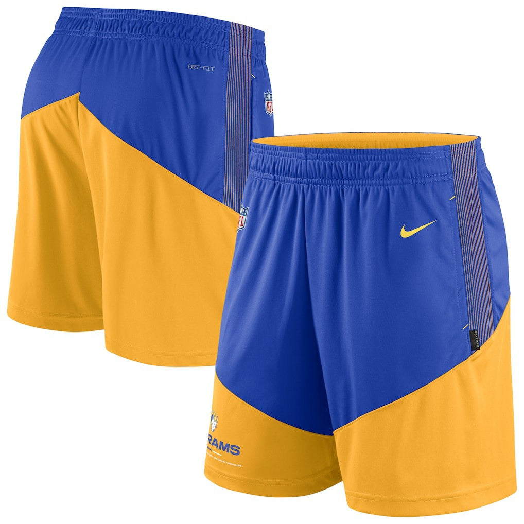Los Angeles Rams Sideline Primary Lockup Performance Shorts - Royal/Gold Shorts