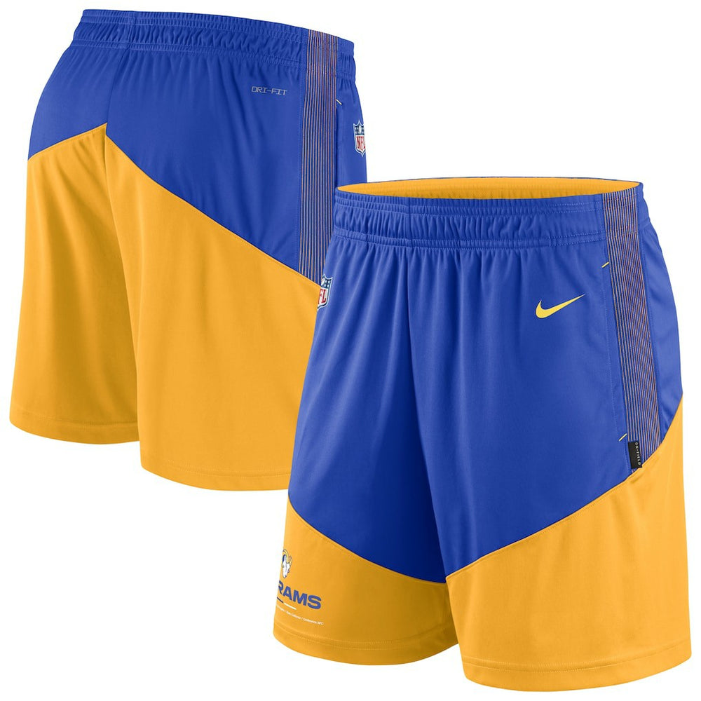 Los Angeles Rams Sideline Primary Lockup Performance Shorts - Royal/Gold Shorts